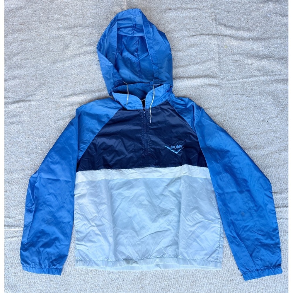 VTG‎ Mens Sz Medium Pony Mark of Chevron Blue Full Zip Winbreaker Jacket